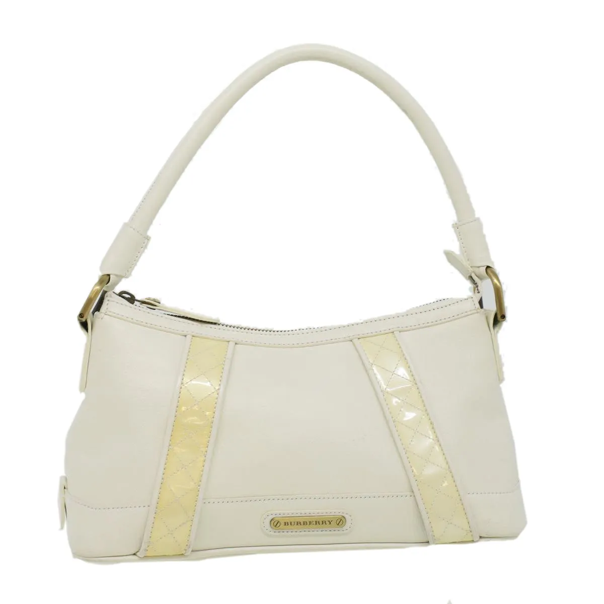 Trendy Inspired Burberry Shoulder Bag Leather White Auth Am3357