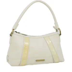 Trendy Inspired Burberry Shoulder Bag Leather White Auth Am3357