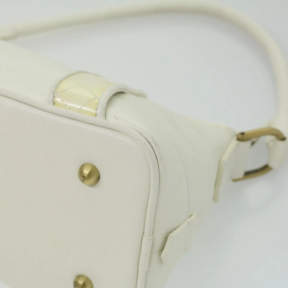 Trendy Inspired Burberry Shoulder Bag Leather White Auth Am3357