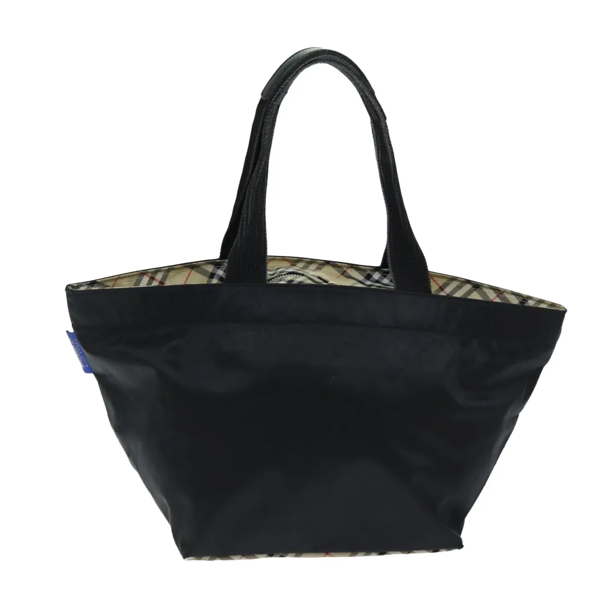Trendy Inspired Burberryss Nova Check Blue Label Tote Bag Nylon Black Auth Yk12675