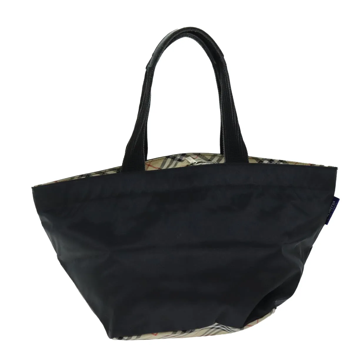 Trendy Inspired Burberryss Nova Check Blue Label Tote Bag Nylon Black Auth Yk12675