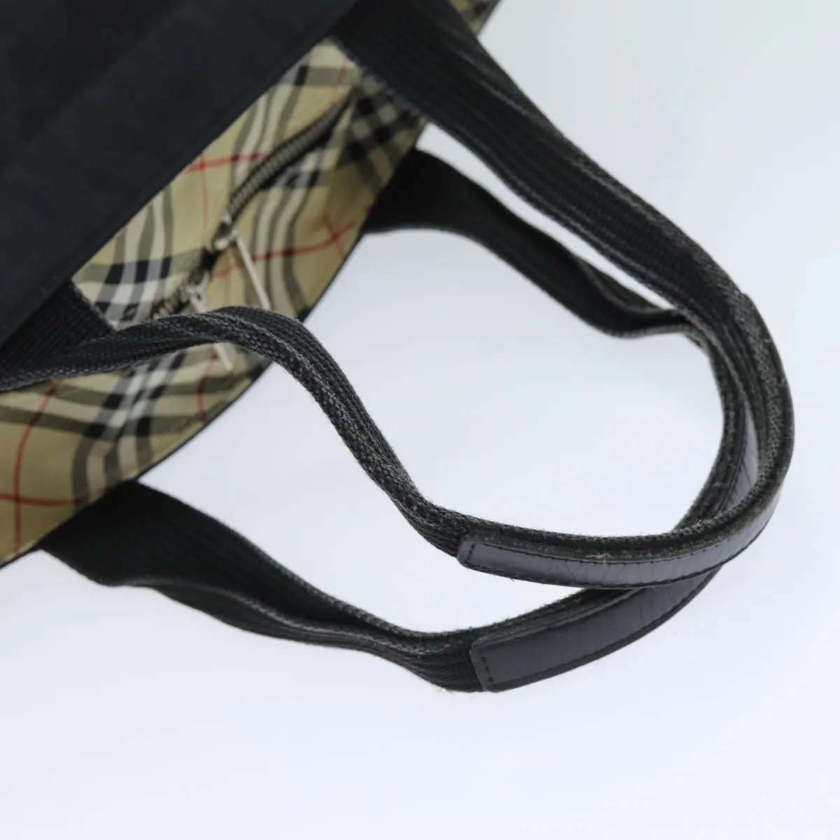 Trendy Inspired Burberryss Nova Check Blue Label Tote Bag Nylon Black Auth Yk12675