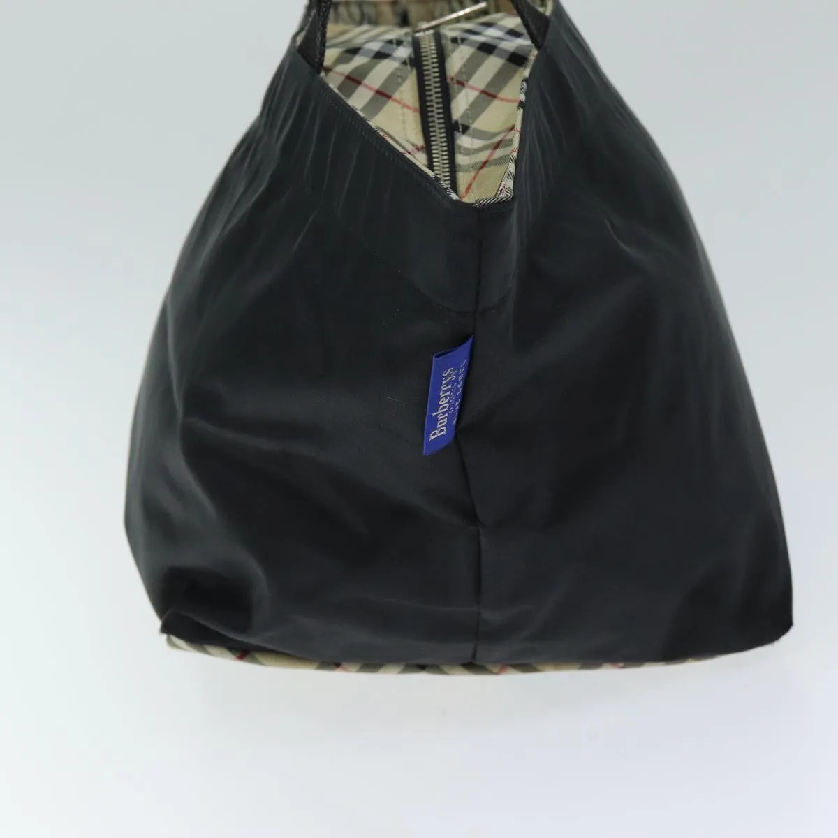 Trendy Inspired Burberryss Nova Check Blue Label Tote Bag Nylon Black Auth Yk12675