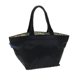 Trendy Inspired Burberryss Nova Check Blue Label Tote Bag Nylon Black Auth Yk12675