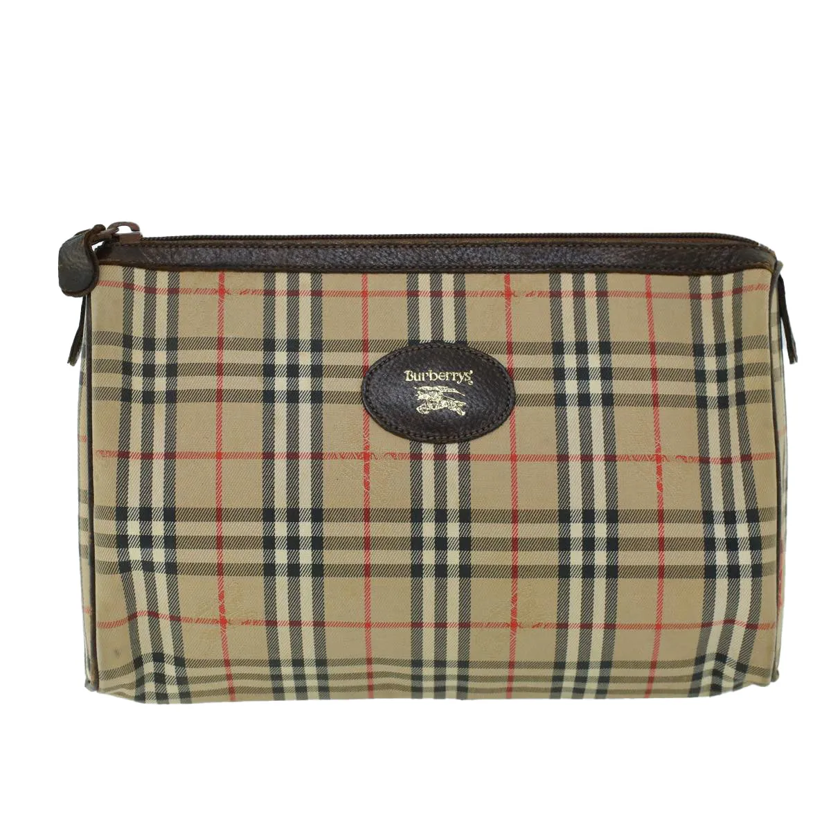 Trendy Inspired Burberryss Nova Check Clutch Bag Canvas Leather Beige Brown Auth 53792