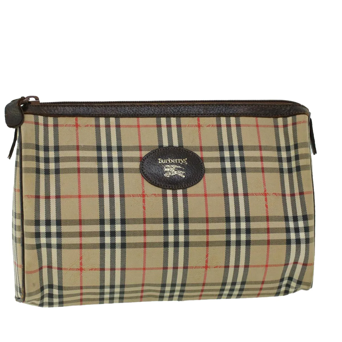 Trendy Inspired Burberryss Nova Check Clutch Bag Canvas Leather Beige Brown Auth 53792