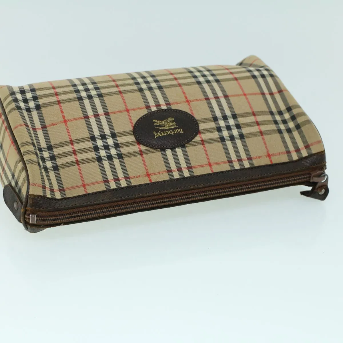 Trendy Inspired Burberryss Nova Check Clutch Bag Canvas Leather Beige Brown Auth 53792
