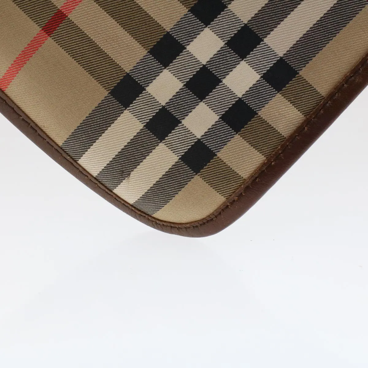 Trendy Inspired Burberryss Nova Check Clutch Bag Nylon Leather Beige Auth Ki3144