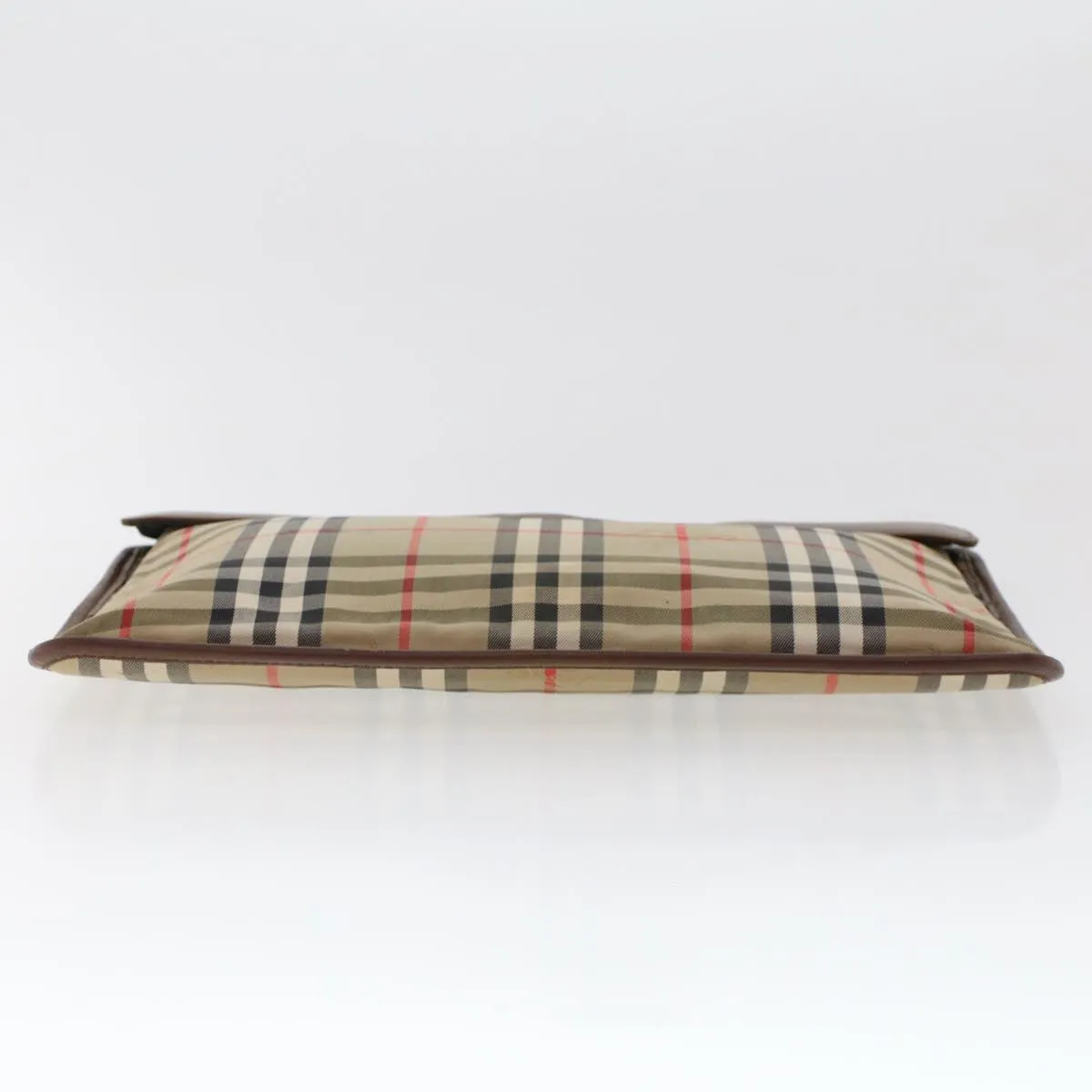 Trendy Inspired Burberryss Nova Check Clutch Bag Nylon Leather Beige Auth Ki3144