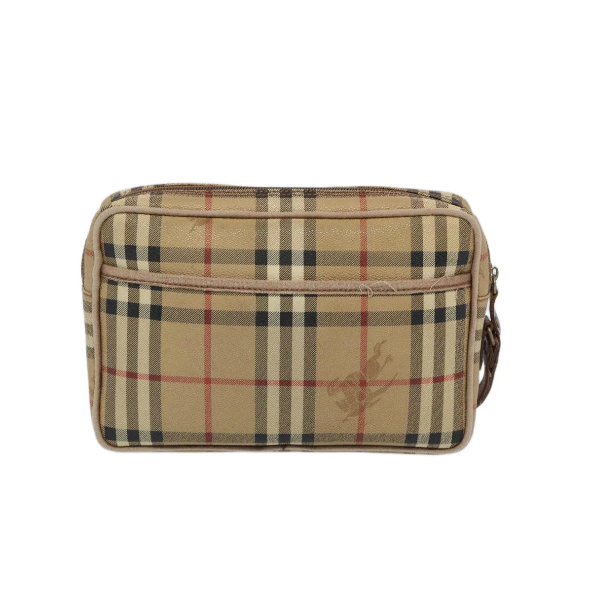 Trendy Inspired Burberryss Nova Check Clutch Bag Pvc Leather Beige Auth Yk10533