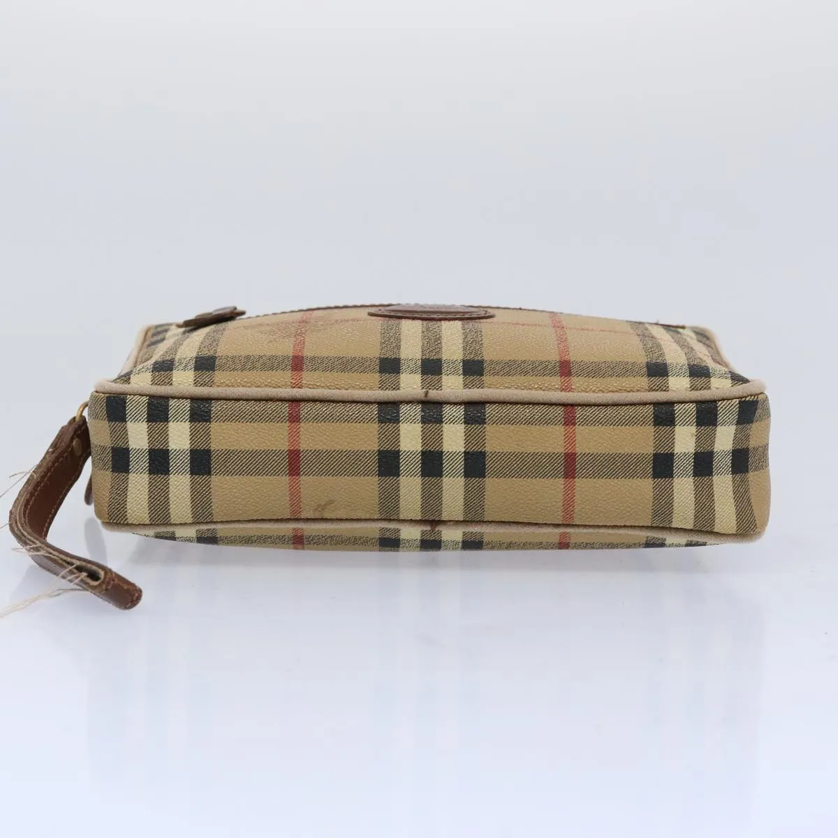 Trendy Inspired Burberryss Nova Check Clutch Bag Pvc Leather Beige Auth Yk10533