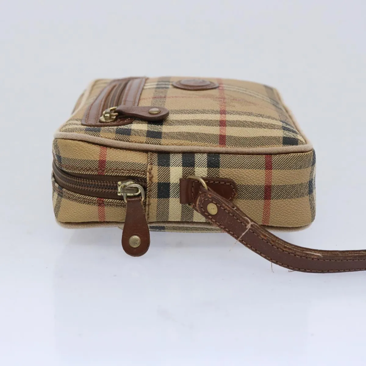 Trendy Inspired Burberryss Nova Check Clutch Bag Pvc Leather Beige Auth Yk10533