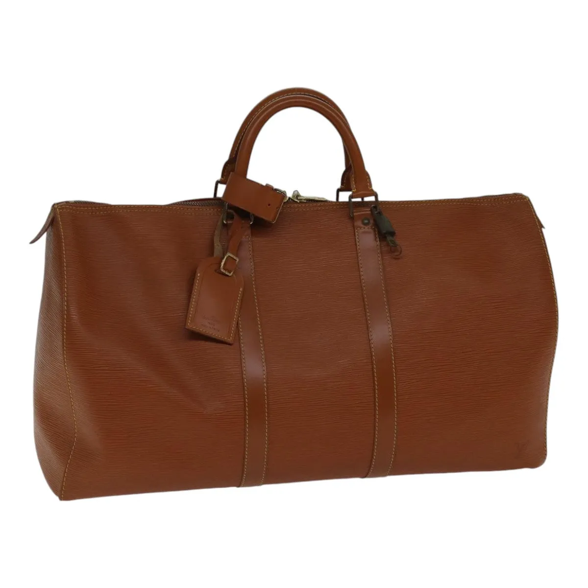 Trendy Inspired Louis Vuitton Epi Keepall 60 Boston Bag Brown Zipangu Gold M42948 Lv Auth Ki4860