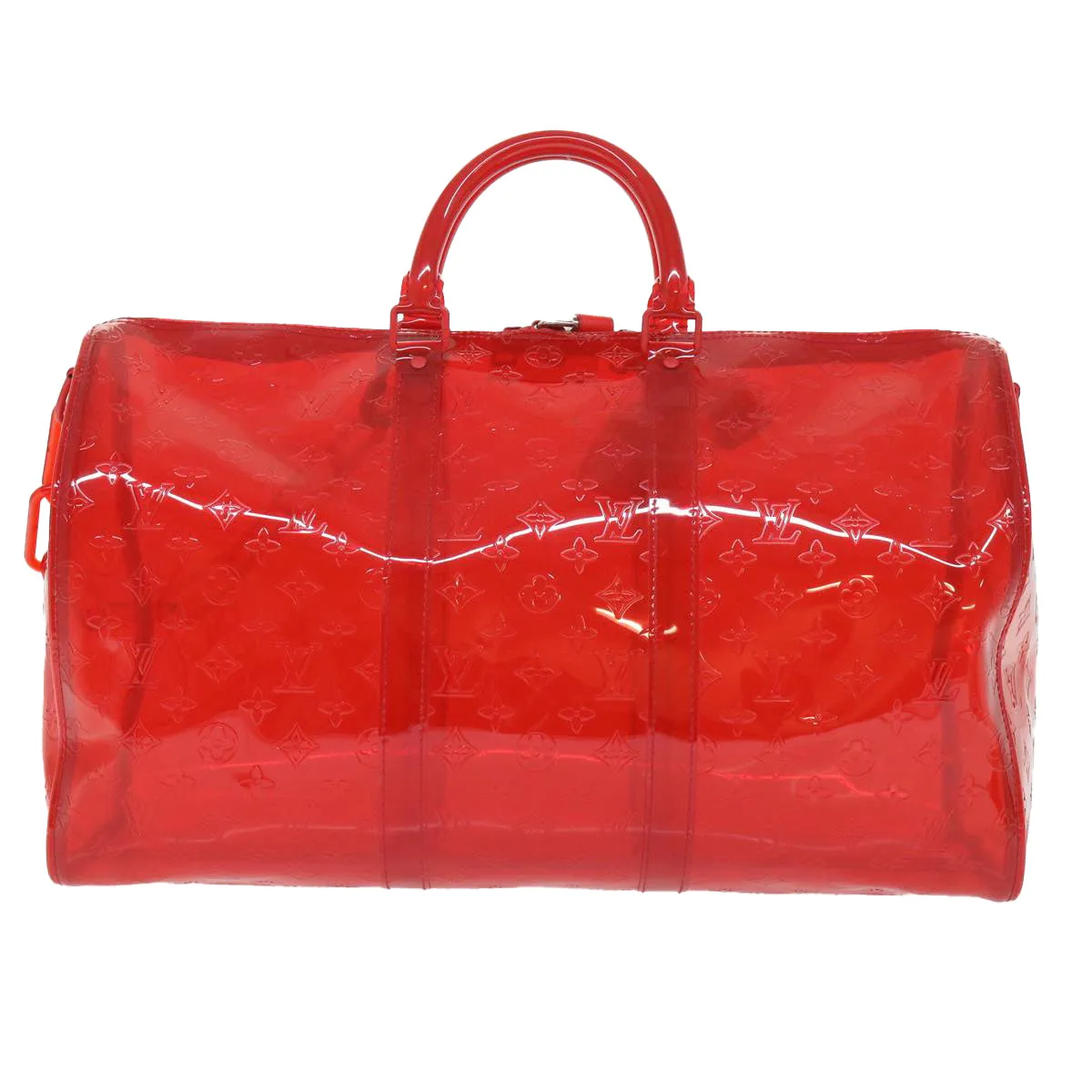 Trendy Inspired Louis Vuitton Monogram Vinyl Keepall Bandouliere 50 Bag Red M41416 Auth 52526a