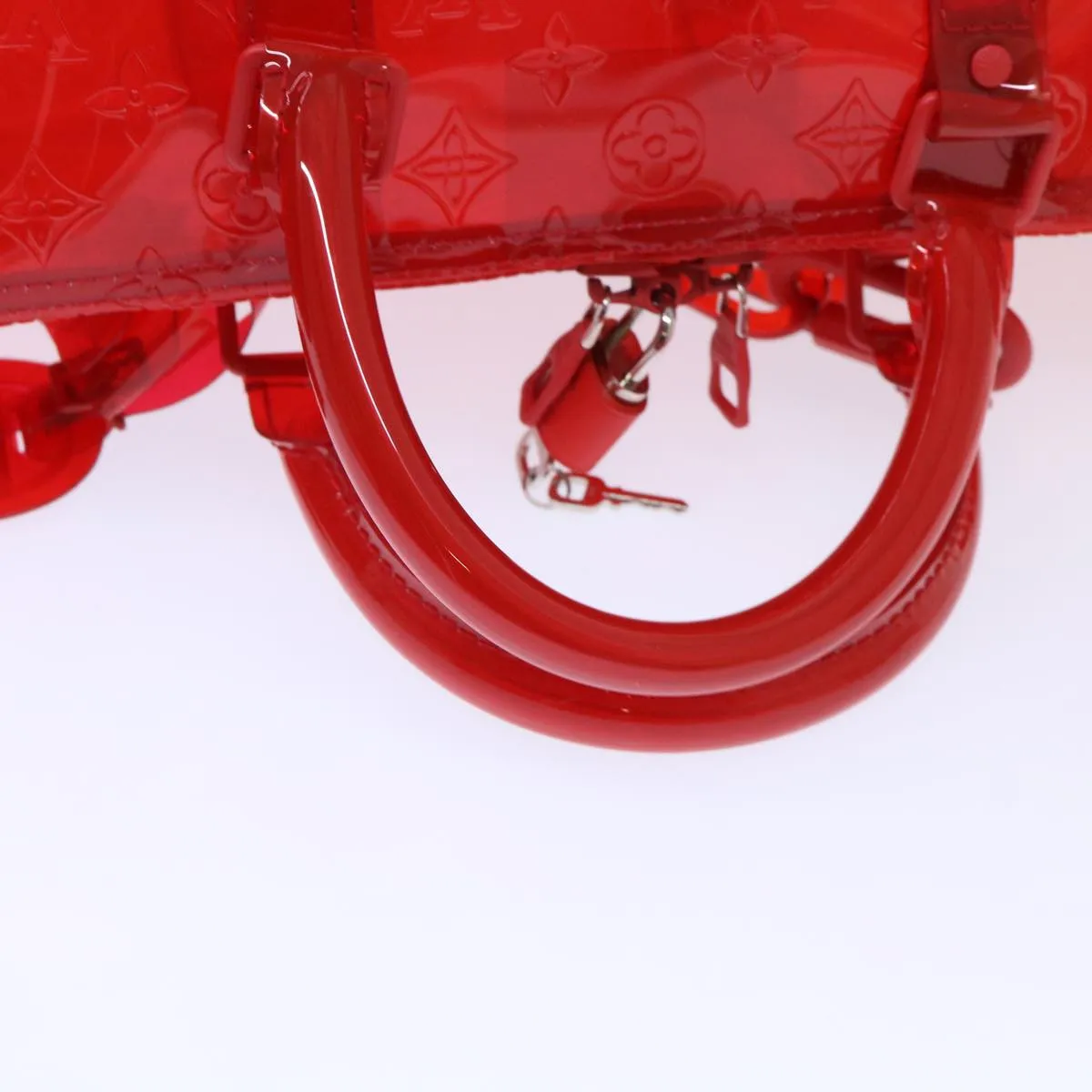 Trendy Inspired Louis Vuitton Monogram Vinyl Keepall Bandouliere 50 Bag Red M41416 Auth 52526a