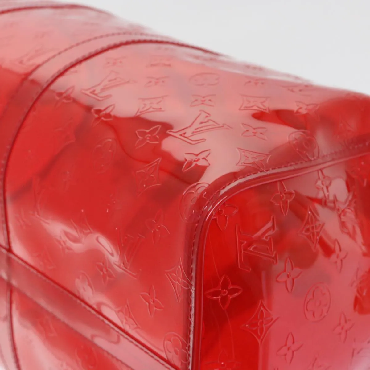 Trendy Inspired Louis Vuitton Monogram Vinyl Keepall Bandouliere 50 Bag Red M41416 Auth 52526a