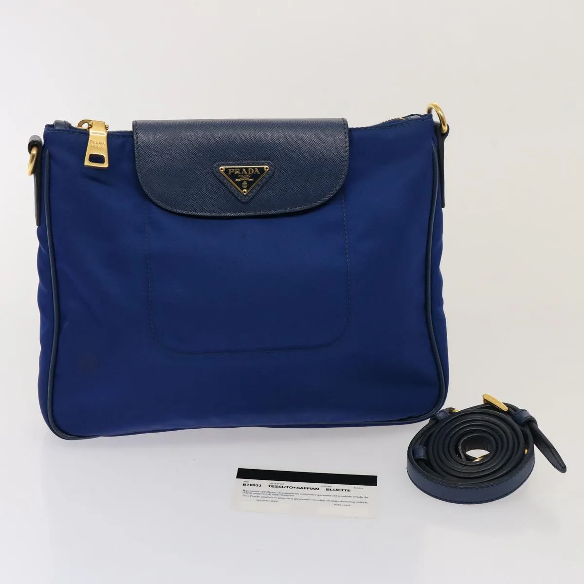 Trendy Inspired Prada Shoulder Bag Nylon Blue Auth 75359