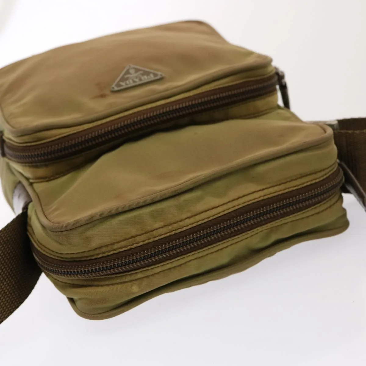 Trendy Inspired Prada Shoulder Bag Nylon Khaki Auth 75573