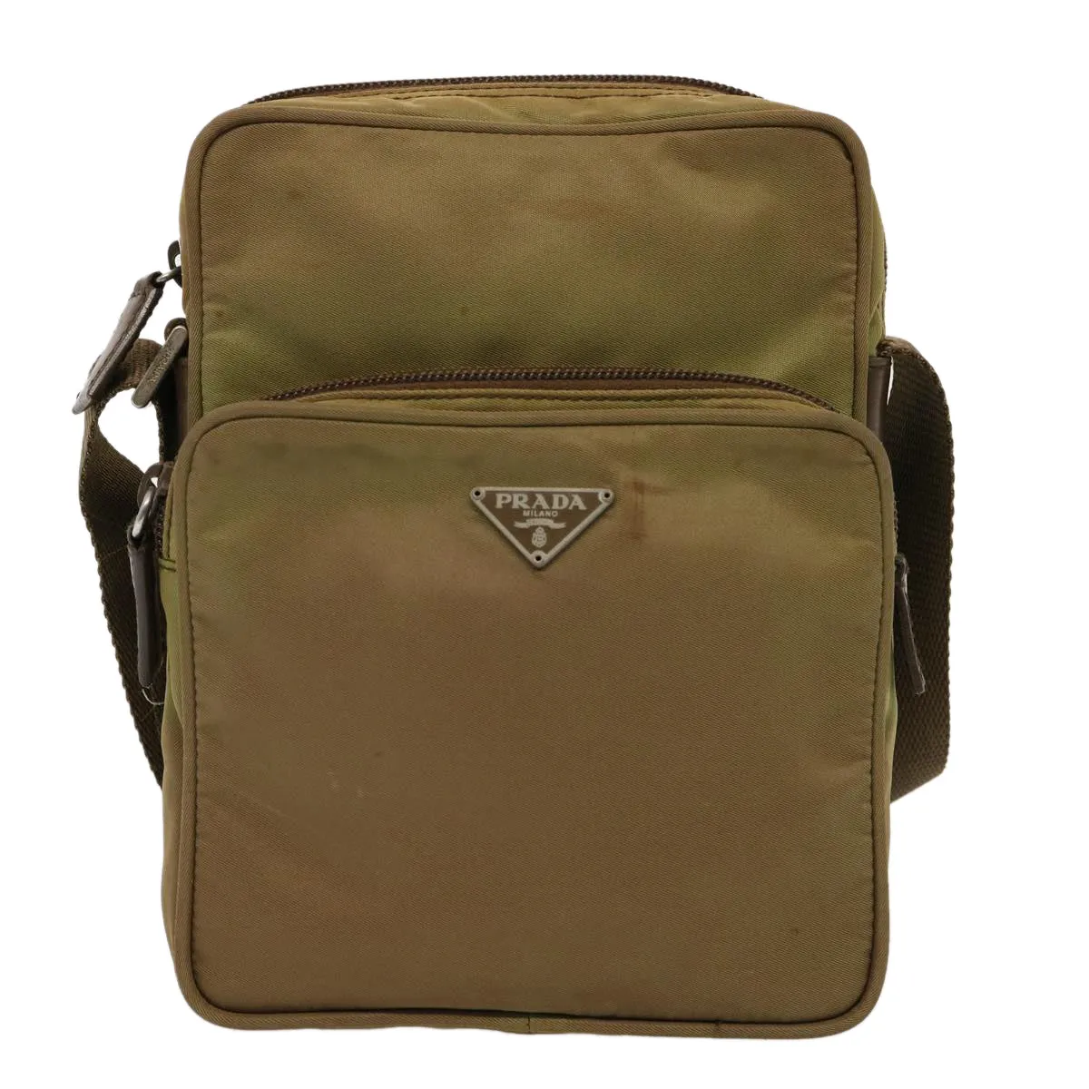 Trendy Inspired Prada Shoulder Bag Nylon Khaki Auth 75573