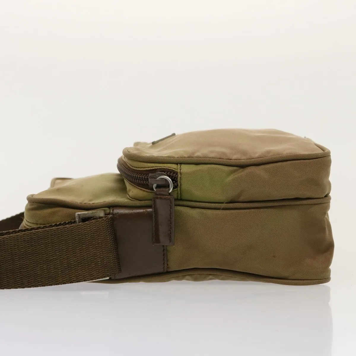 Trendy Inspired Prada Shoulder Bag Nylon Khaki Auth 75573
