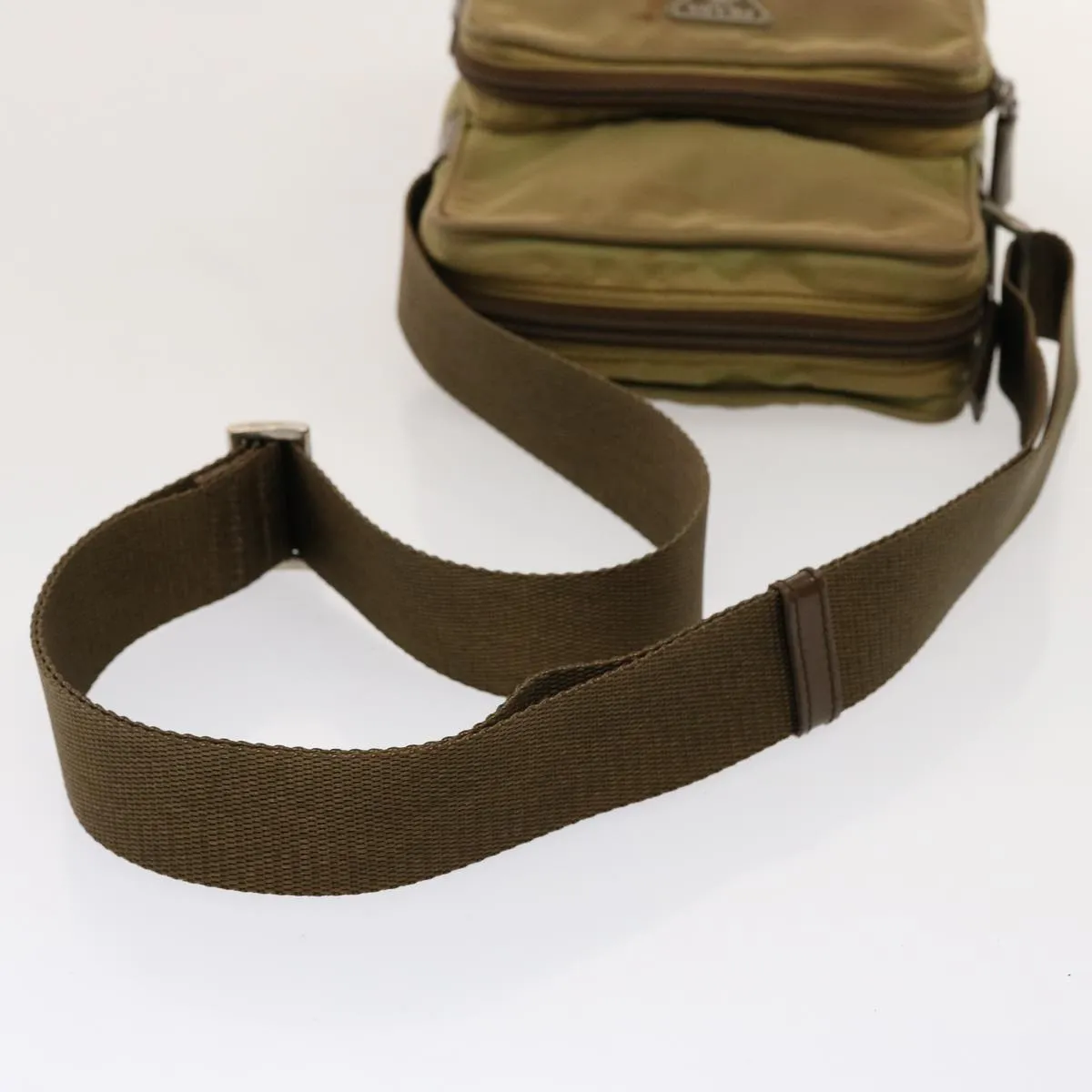 Trendy Inspired Prada Shoulder Bag Nylon Khaki Auth 75573