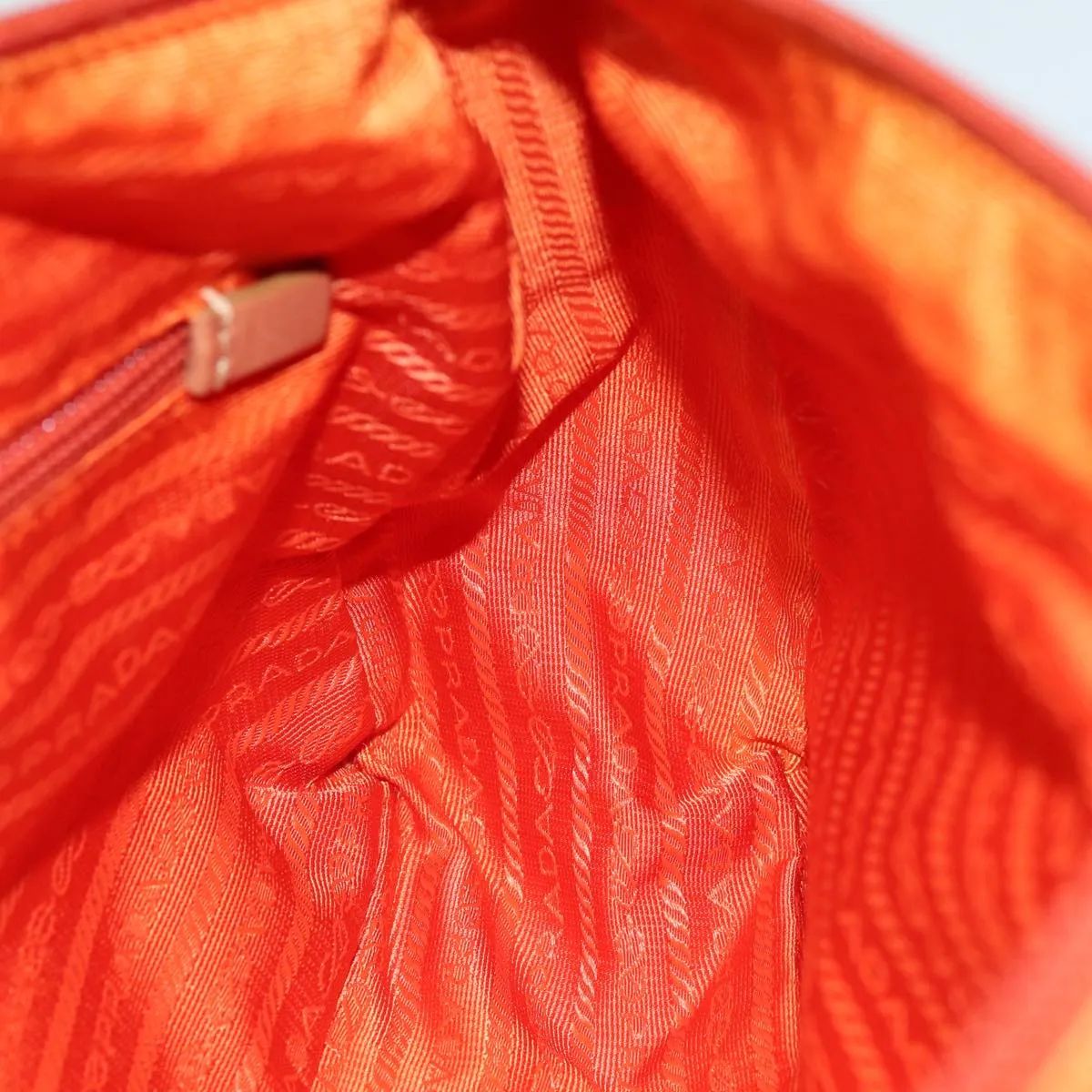 Trendy Inspired Prada Shoulder Bag Nylon Orange Auth 74735