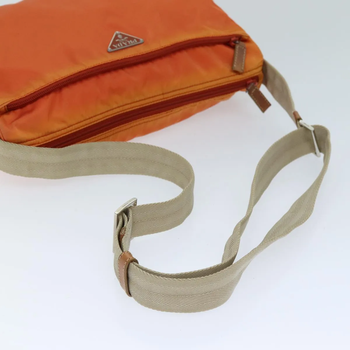 Trendy Inspired Prada Shoulder Bag Nylon Orange Auth 74735