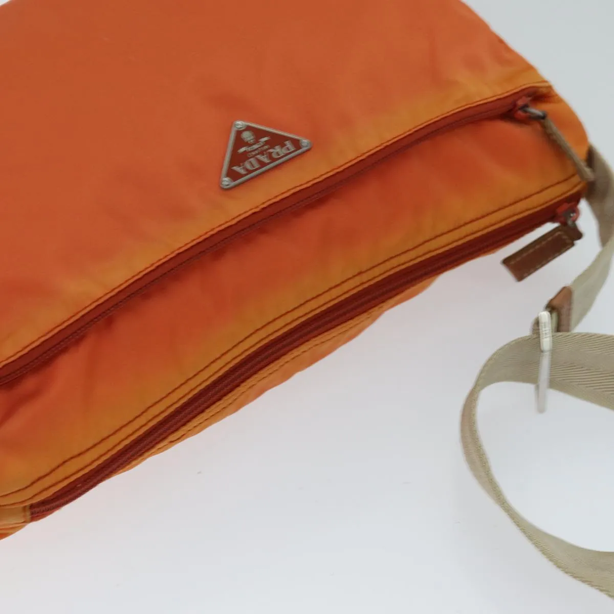 Trendy Inspired Prada Shoulder Bag Nylon Orange Auth 74735