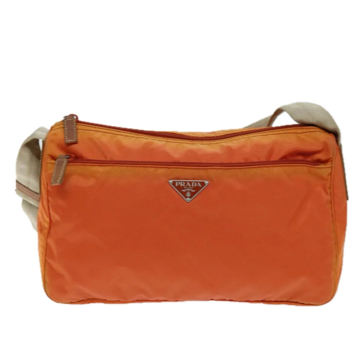 Trendy Inspired Prada Shoulder Bag Nylon Orange Auth 74735