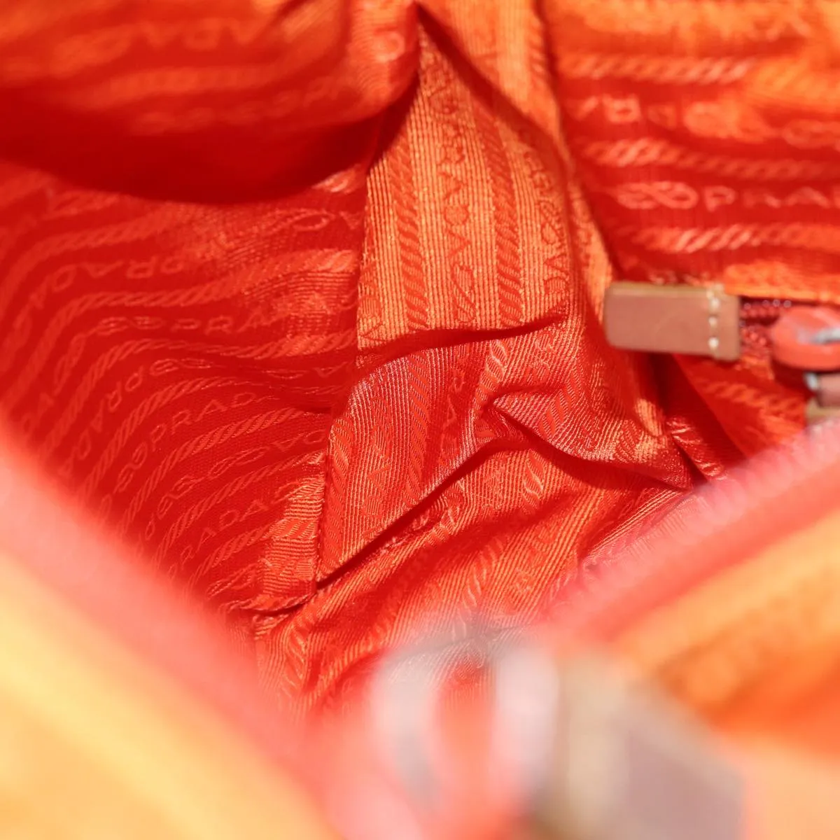 Trendy Inspired Prada Shoulder Bag Nylon Orange Auth 74735