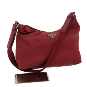 Trendy Inspired Prada Shoulder Bag Nylon Red Auth 73100