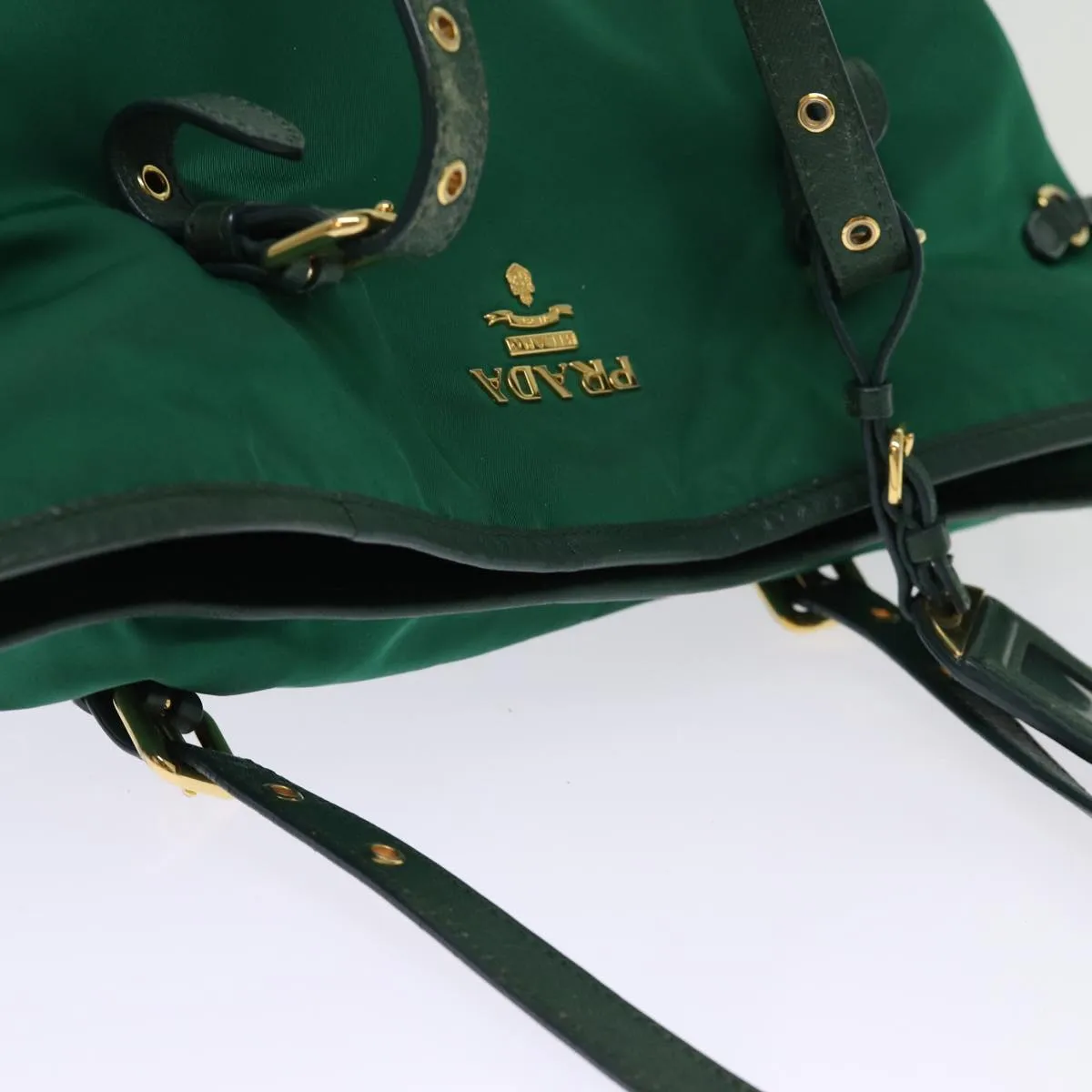Trendy Inspired Prada Tote Bag Nylon Green Auth 74471