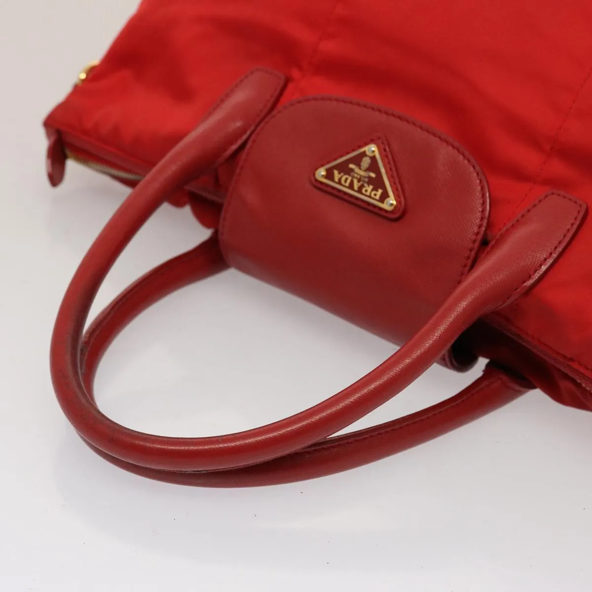 Trendy Inspired Prada Tote Bag Nylon Red Auth 75649