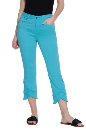 Turquoise Tiered Scallop Crop Jeans