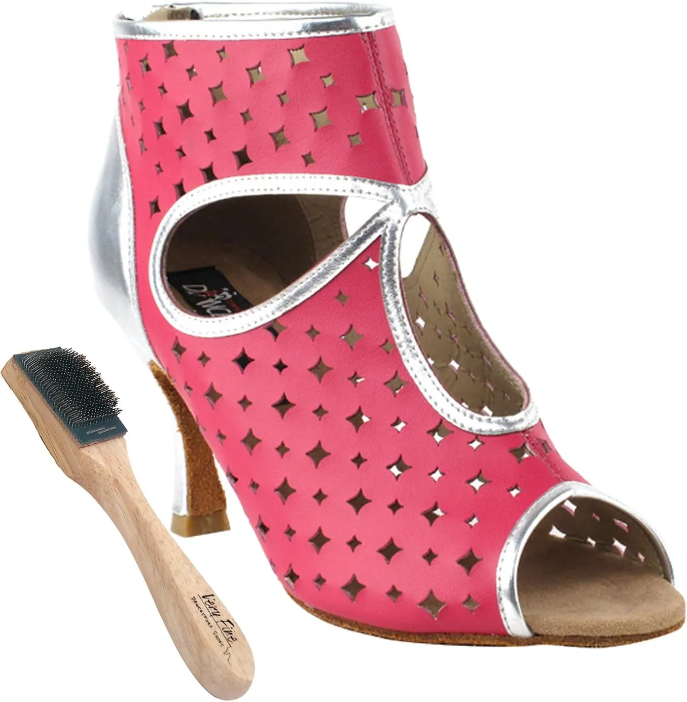 Very Fine Women's Salsa Ballroom Tango Dance Shoes CD3022 Bundle with Shoe Brush 3"