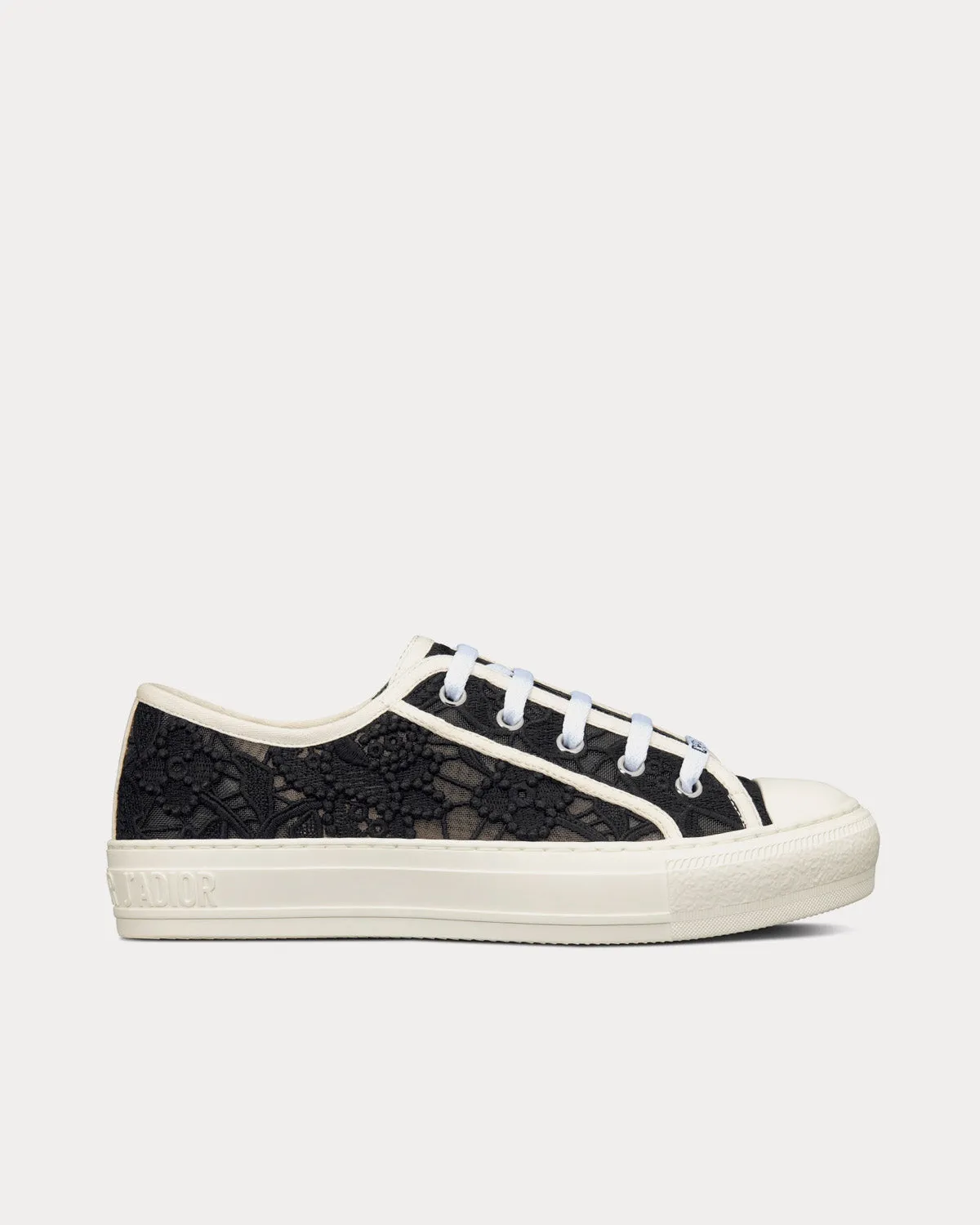 Walk'n'Dior Black Macramé Embroidered Cotton Low Top Sneakers