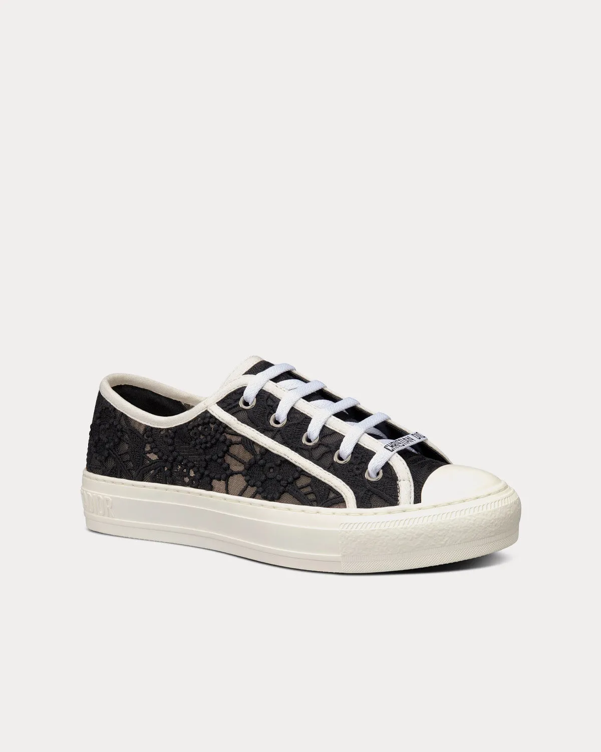 Walk'n'Dior Black Macramé Embroidered Cotton Low Top Sneakers