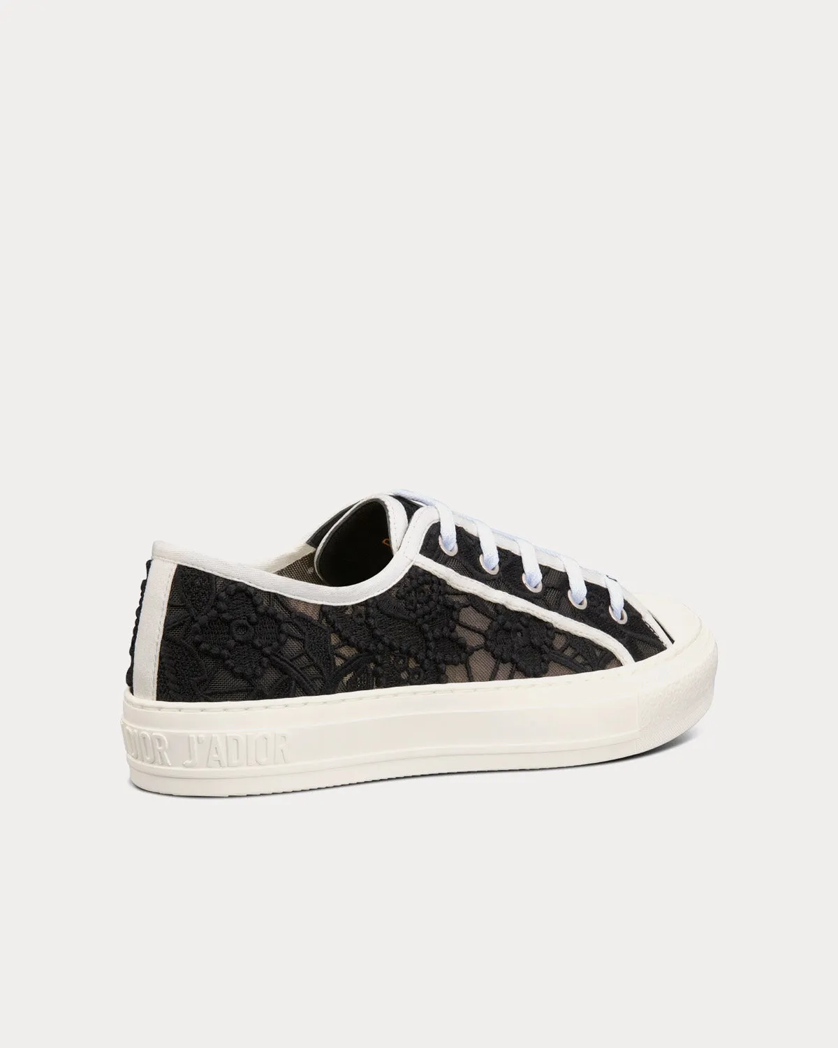 Walk'n'Dior Black Macramé Embroidered Cotton Low Top Sneakers