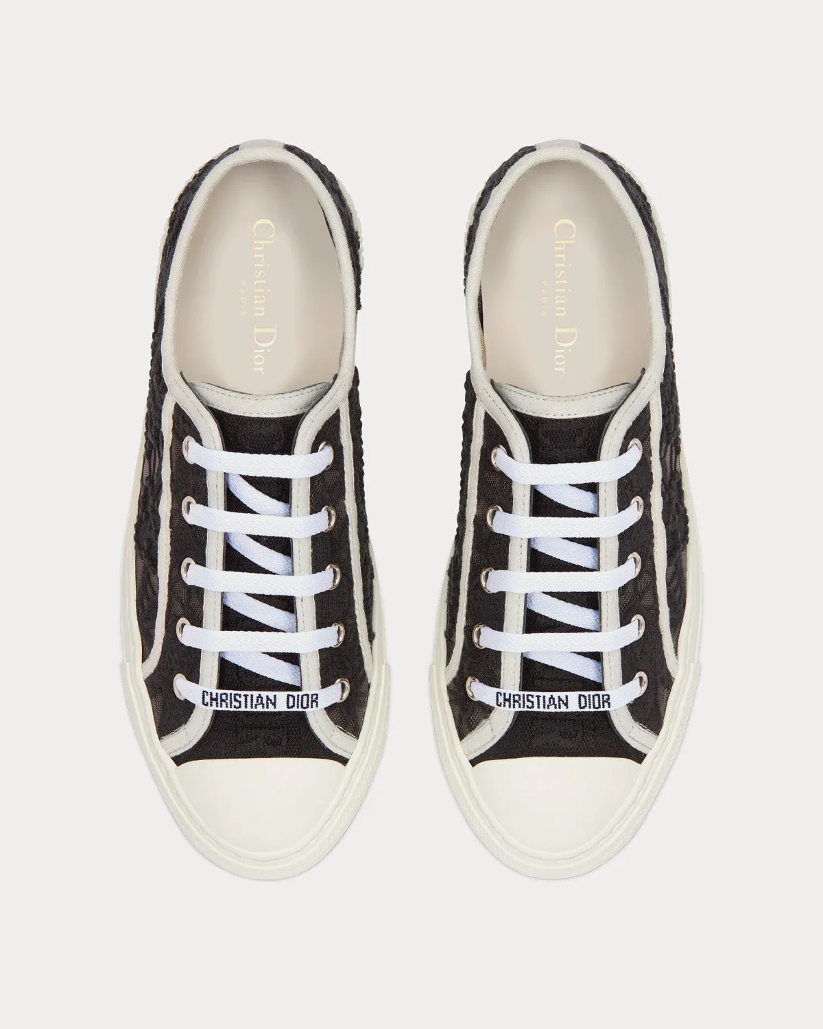 Walk'n'Dior Black Macramé Embroidered Cotton Low Top Sneakers
