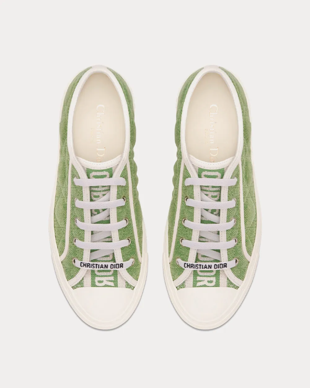 Walk'n'Dior Green Faded Cannage Embroidered Denim Low Top Sneakers