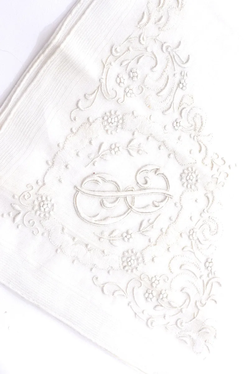 White Bridal Monogrammed Vintage Handkerchief Letter B Unused!