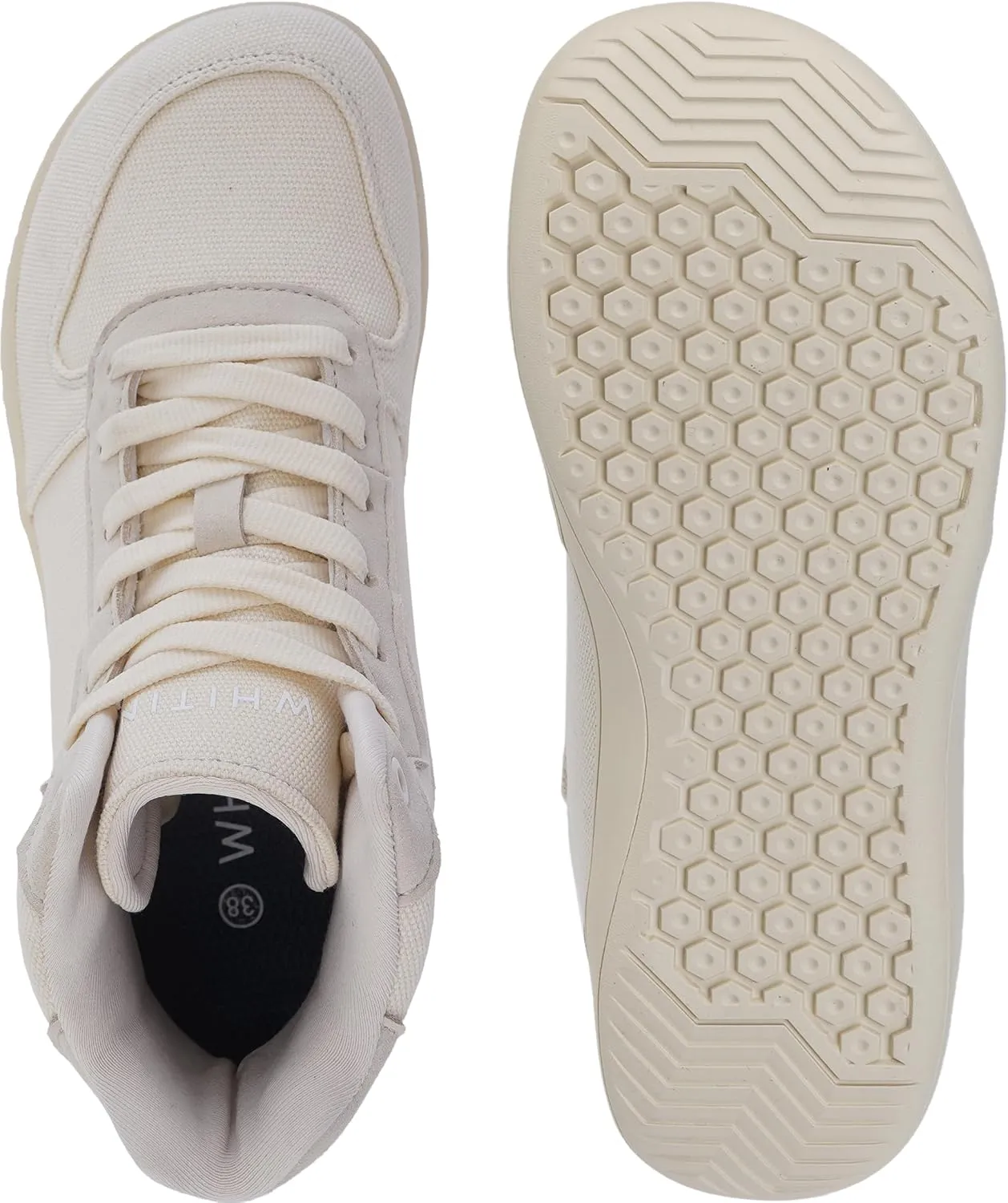 WHITIN Women's High-Top Canvas Minimalist Barefoot Shoes   Wide Toe Box   Zero Drop