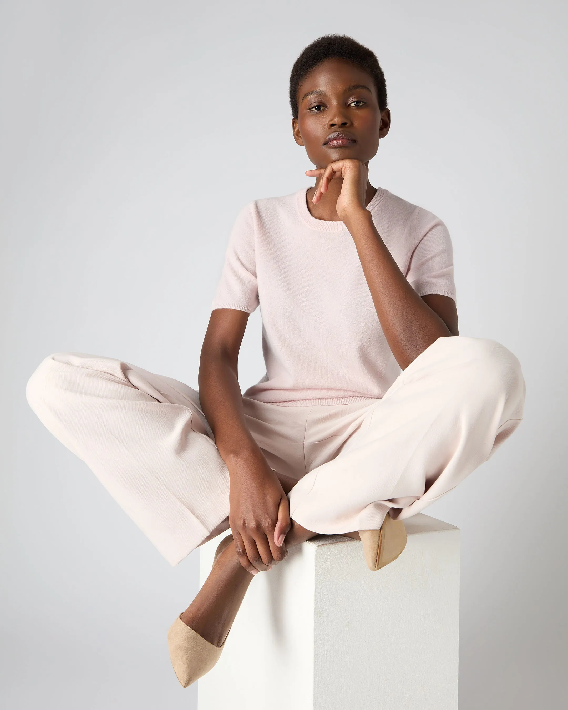Women's Milly Classic Cashmere T-Shirt Quartz Pink
