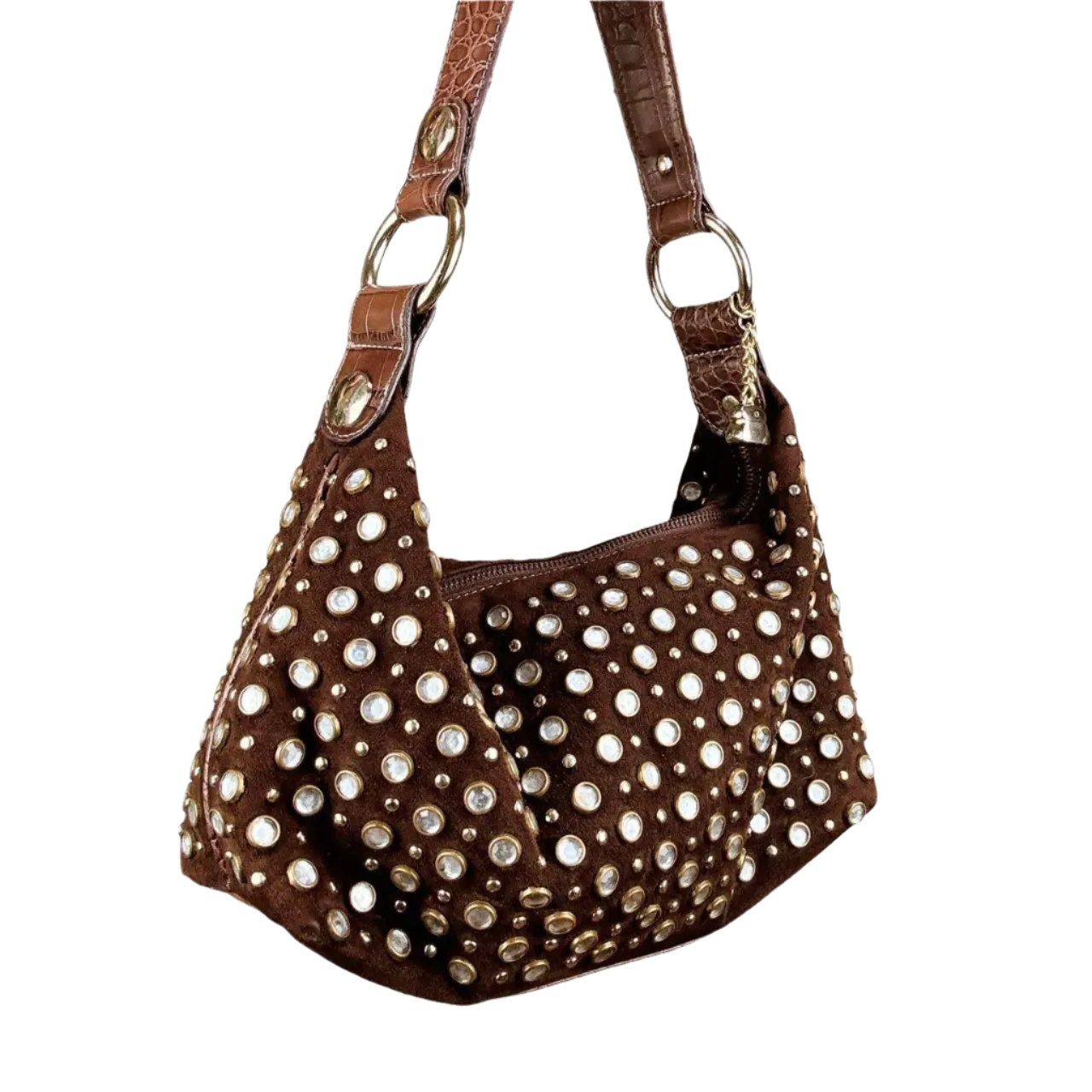 Y2K Studded Suede Shoulder Bag